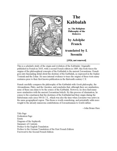 The kabbalah;: The religious philosophy of the Hebrews