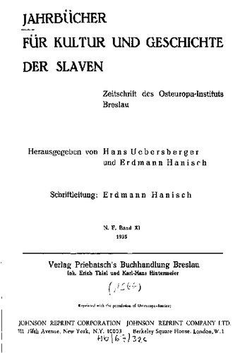 Jahrbücher für Kultur und Geschichte der Slaven