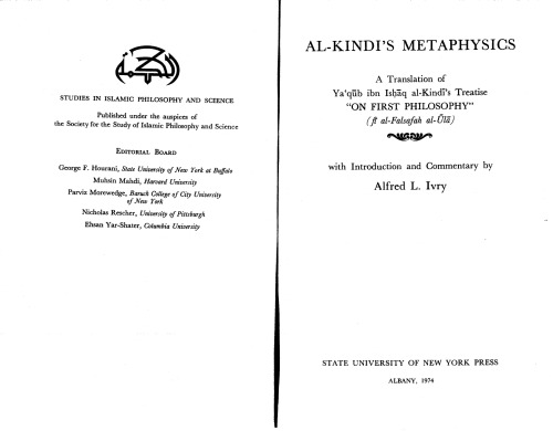 Al-Kindi's Metaphysics: A Translation of YA'Qub Ibn Ishaq Al-Kindi's Treatise "On First Philosophy"