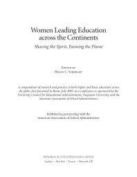 Women Leading Education across the Continents : Sharing the Spirit, Fanning the Flame