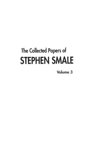 Collected Papers of Stephen Smale, the - Volume 3