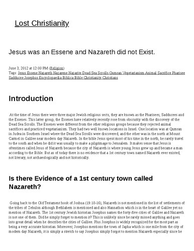 Jesus was an essene and nazareth did not exsist