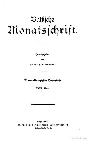 Baltische Monatsschrift