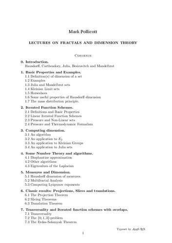 Lectures on Factals and Dimension Theory