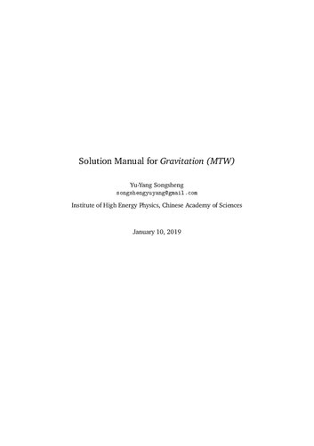 Solution Manual for Gravitation (MTW)