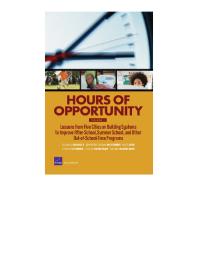 Hours of Opportunity, Volume 1 : Lessons from Five Cities on Building Systems to Improve After-School, Summer School, and Other Out-of-School-Time Programs