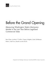 Before the Grand Opening: Measuring Washington State’s Marijuana Market in the Last Year Before Legalized Commercial Sales