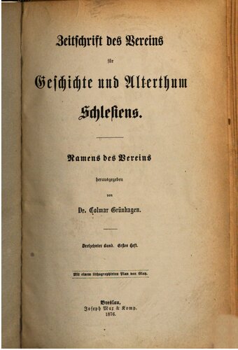 Zeitschrift des Vereins für Geschichte und Alterthum Schlesiens