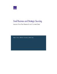 Small Business and Strategic Sourcing: Lessons from Past Research and Current Data