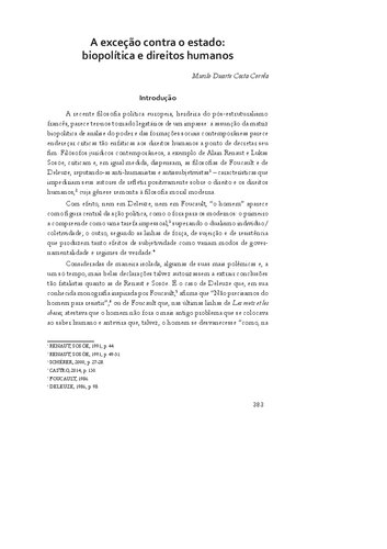 A exceção contra o estado: biopolítica e direitos humanos. In: CORREA, M. D. C.; MATOS, A. S. M. C.; PILATTI, A.. (Org.). O estado de exceção e as formas jurídicas