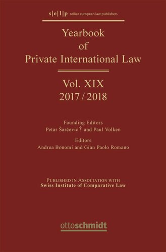 Yearbook of Private International Law: Volume XIX Yearbook of Private International Law Vol. XIX - 2017/2018