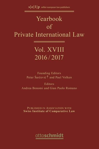 Yearbook of Private International Law: Volume XVIII Yearbook of Private International Law Vol. XVIII - 2016/2017