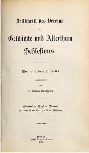 Zeitschrift des Vereins für Geschichte und Alterthum Schlesiens