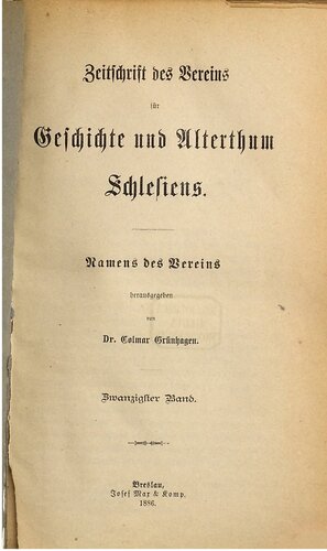 Zeitschrift des Vereins für Geschichte und Alterthum Schlesiens