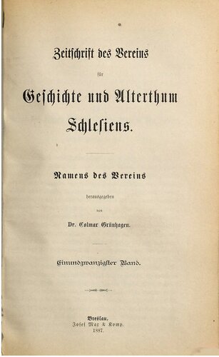 Zeitschrift des Vereins für Geschichte und Alterthum Schlesiens