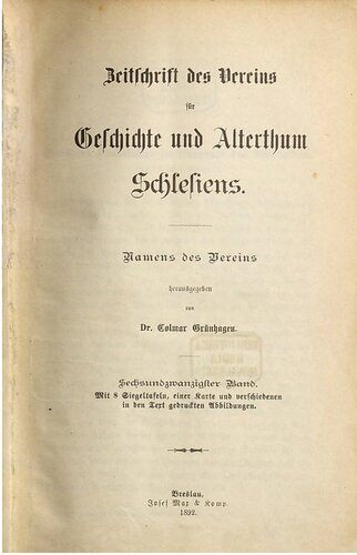 Zeitschrift des Vereins für Geschichte und Alterthum Schlesiens