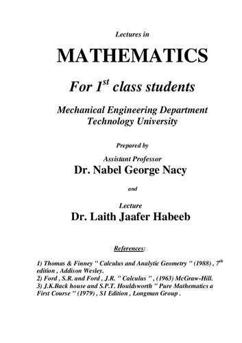 Lectures in Mathematics for 1st Class Students