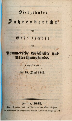 Jahresbericht der Gesellschaft für Pommersche Geschichte und Alterthumskunde