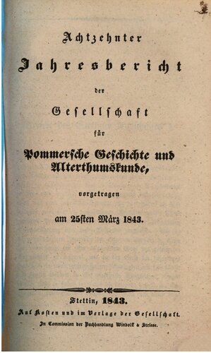 Jahresbericht der Gesellschaft für Pommersche Geschichte und Alterthumskunde