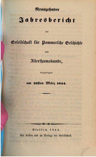 Jahresbericht der Gesellschaft für Pommersche Geschichte und Alterthumskunde