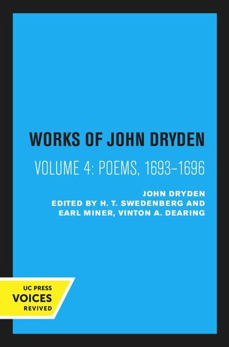 Works of John Dryden: Volume 4 Poems, 1693–1696