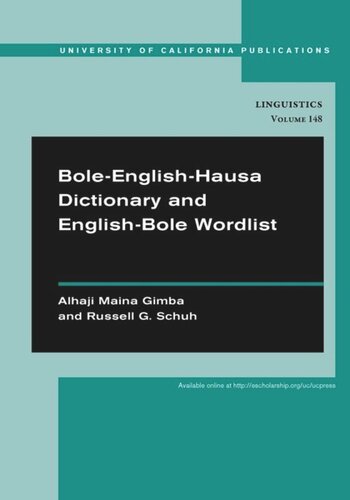 Bole-English-Hausa Dictionary and English-Bole Wordlist