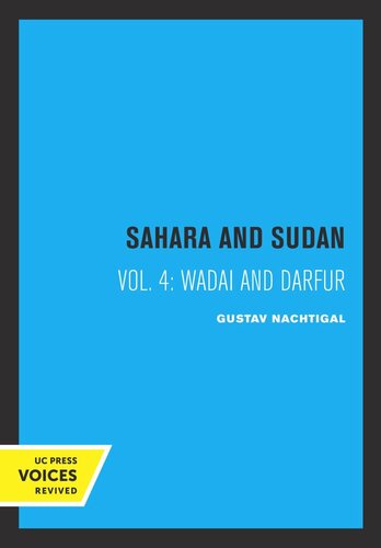 Sahara and Sudan. Vol. 4 Sahara and Sudan IV: Wadai and Darfur