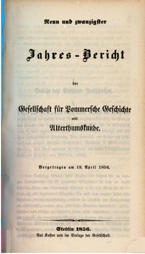 Jahresbericht der Gesellschaft für Pommersche Geschichte und Alterthumskunde