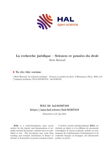 La recherche juridique – Sciences et pensées du droit