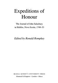 Expeditions of Honour: The Journal of John Salusbury in Halifax, Nova Scotia, 1749-53