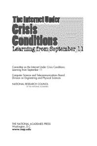 The Internet under Crisis Conditions: Learning from September 11