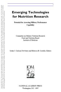 Emerging Technologies for Nutrition Research: Potential for Assessing Military Performance Capability