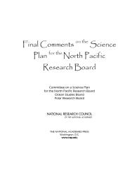 Final Comments on the Science Plan for the North Pacific Research Board