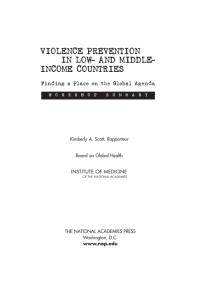 Violence Prevention in Low- and Middle-Income Countries: Finding a Place on the Global Agenda: Workshop Summary