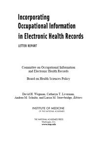 Incorporating Occupational Information in Electronic Health Records: Letter Report