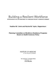 Building a Resilient Workforce: Opportunities for the Department of Homeland Security: Workshop Summary