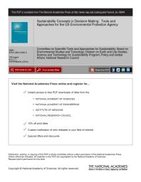 Sustainability Concepts in Decision-Making: Tools and Approaches for the US Environmental Protection Agency