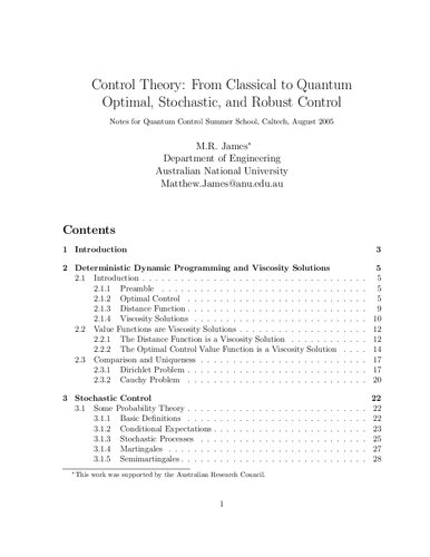 Control Theory: From Classical to Quantum Optimal, Stochastic, and Robust Control