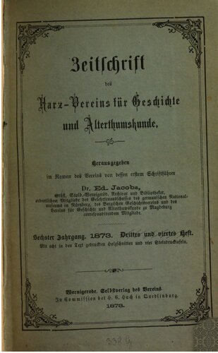 Zeitschrift des Harz-Vereins für Geschichte und Alterthumskunde