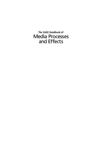 The SAGE Handbook of Media Processes and Effects