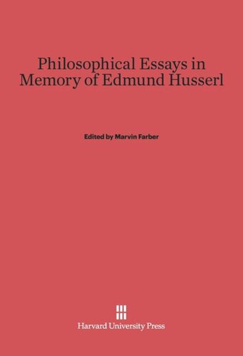 Philosophical Essays in Memory of Edmund Husserl