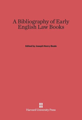 A Bibliography of Early English Law Books