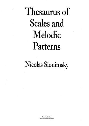 Thesaurus of Scales and Melodic Patterns (Text)