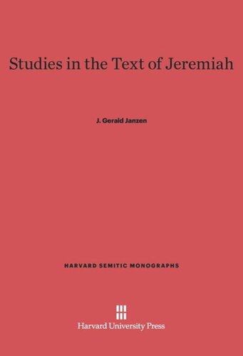 Studies in the Text of Jeremiah