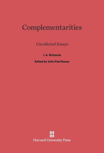 Complementarities: Uncollected Essays