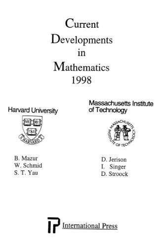 Current Developments in Mathematics 1998