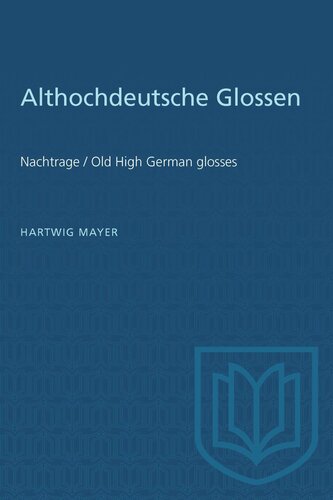 Althochdeutsche Glossen: Nachtrage / Old High German glosses