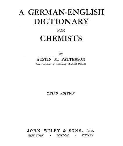 German-English Dictionary for Chemists