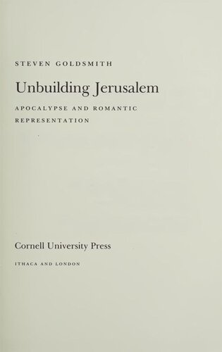 Unbuilding Jerusalem: Apocalypse and Romantic Representation