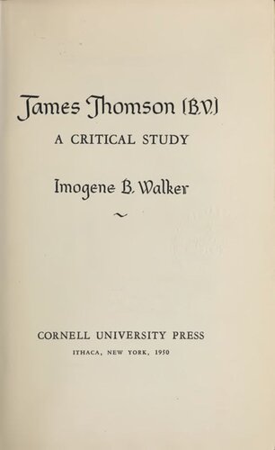 James Thomson (B.V.): A Critical Study